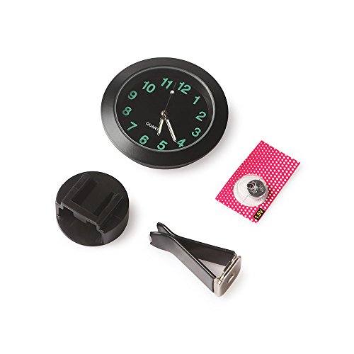 Houkiper Car Air Vent Clip Clock Automóvil Luminous Dashboard Clock Auto Interior Reloj analógico de Cuarzo (Black)
