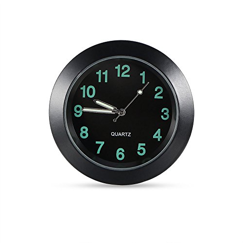 Houkiper Car Air Vent Clip Clock Automóvil Luminous Dashboard Clock Auto Interior Reloj analógico de Cuarzo (Black)