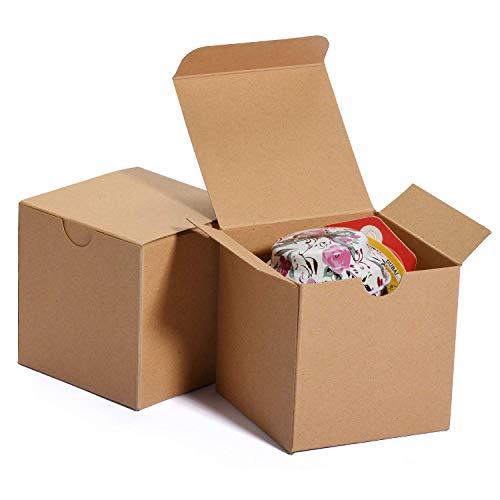 HOUSE DAY Cajas de regalo 7.6x7.6x7.6cm, cajas de papel blanco con tapas para regalos, manualidades, cajas de embalaje de magdalenas (50 piezas) (natural)
