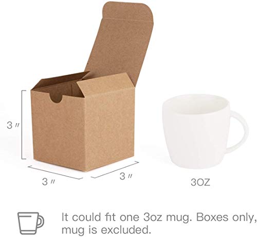 HOUSE DAY Cajas de regalo 7.6x7.6x7.6cm, cajas de papel blanco con tapas para regalos, manualidades, cajas de embalaje de magdalenas (50 piezas) (natural)