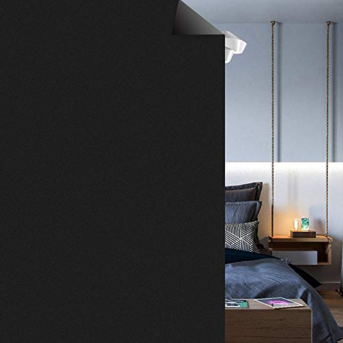 Housolution Películas de Ventana de Privacidad, sin Pegamento, con Electricidad Estática, Cubierta Protectora del PVC Anti-UV Más del 90% de Sombreado para Decoración del Hogar (45cmx200cm) - Negro
