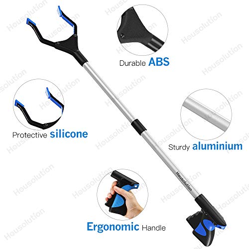 Housolution Pinza Extensiva Larga, 32inch Plegable Herramienta de Captura Magnético con Imán, Herramienta de Alcance de Aluminio con Agarre de Goma Giratorio, Extensor de Brazo Largo - Azul