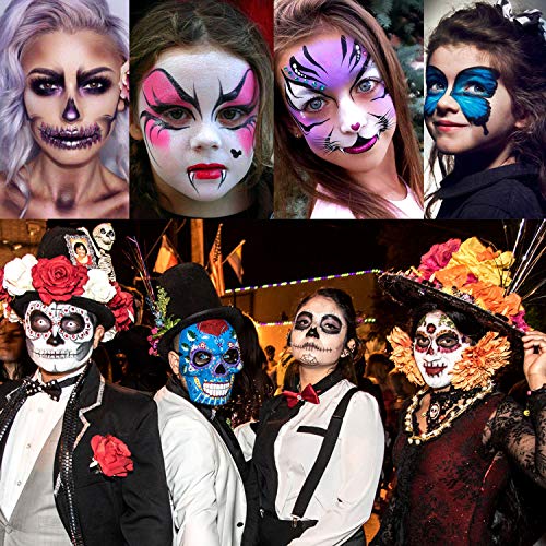 HOWAF 12 Colores Pinturas Faciales y Corporales, Lapices Faciales - Kit de Decoración de Halloween, Cosplay de Maquillaje Navidad y Fiestas - No Tóxico, Adecuado para Embarazadas y Niños