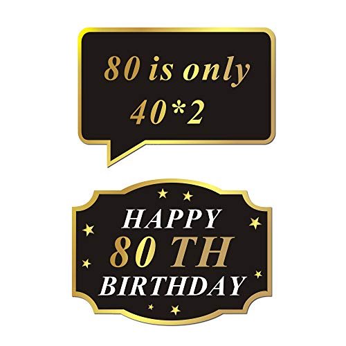 HOWAF 80 años cumpleaños Foto Booth Props, 48Pcs cumpleaños DIY Photo Booth Atrezzo Favorecer Accesorios Photocall para Hombre muje Decoraciones de Fiesta de 80 años cumpleaños