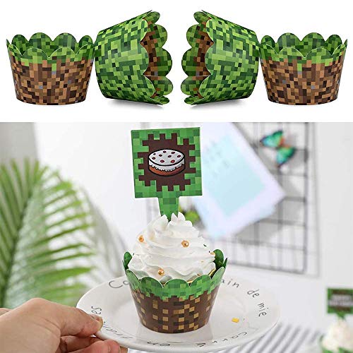 Hpamba Cupcake Postre Papel Fiesta Temática Cupcake Postre Papel Temática Cupcake Toppers Wrappers Decoraciones Varios Envoltorios para Cupcakes Muffin de Papel de Postre Cupcake Envoltorios 24 Juegos