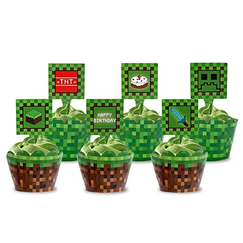 Hpamba Cupcake Postre Papel Fiesta Temática Cupcake Postre Papel Temática Cupcake Toppers Wrappers Decoraciones Varios Envoltorios para Cupcakes Muffin de Papel de Postre Cupcake Envoltorios 24 Juegos