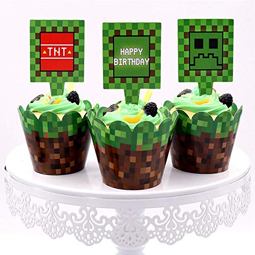 Hpamba Cupcake Postre Papel Fiesta Temática Cupcake Postre Papel Temática Cupcake Toppers Wrappers Decoraciones Varios Envoltorios para Cupcakes Muffin de Papel de Postre Cupcake Envoltorios 24 Juegos
