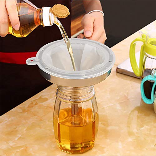 Hpamba Embudo de Cocina Malla Colador Hogar Cocina Leche Filtro de Embudo Cocina Jugo Malla Leche, Embudo de Café Conjunto de Embudo de Malla Embudos Desmontable Filtro 400 Alimentos 2 Piezas, Blanco