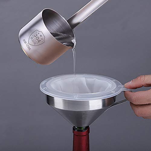 Hpamba Embudo de Cocina Malla Colador Hogar Cocina Leche Filtro de Embudo Cocina Jugo Malla Leche, Embudo de Café Conjunto de Embudo de Malla Embudos Desmontable Filtro 400 Alimentos 2 Piezas, Blanco