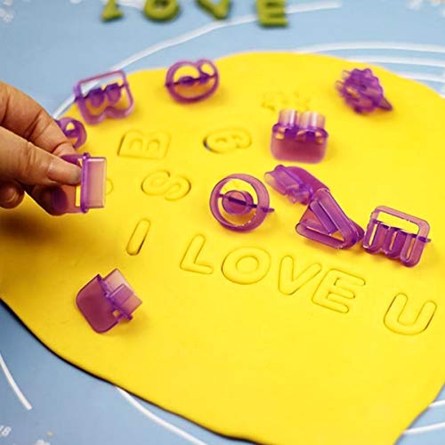 HQdeal 40 Piezas Morado Forma del Número del Alfabeto Cortador de Galletas Bricolaje Mini Fondant Pastel Molde de Decoración Molde de Galletas
