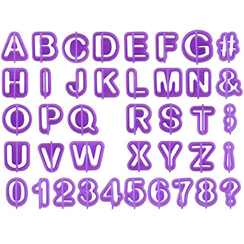 HQdeal 40 Piezas Morado Forma del Número del Alfabeto Cortador de Galletas Bricolaje Mini Fondant Pastel Molde de Decoración Molde de Galletas