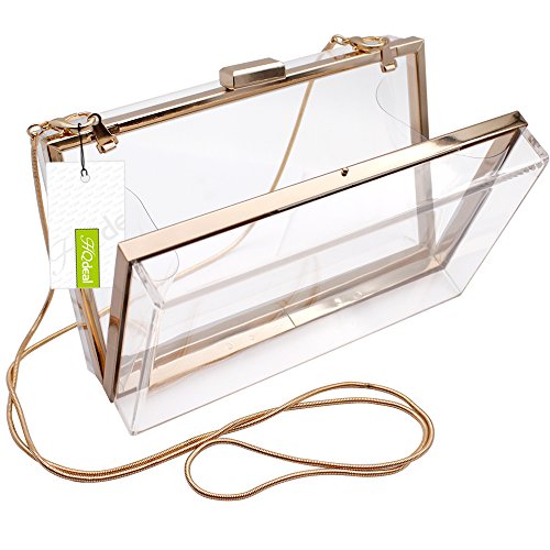 HQdeal Acrílico de Lujo de Moda Embragues de Noche Bolsas de Mano Hombro Bolso para Mujeres Boda Fiesta Regalo Ideal- Claro