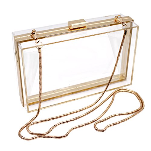 HQdeal Acrílico de Lujo de Moda Embragues de Noche Bolsas de Mano Hombro Bolso para Mujeres Boda Fiesta Regalo Ideal- Claro