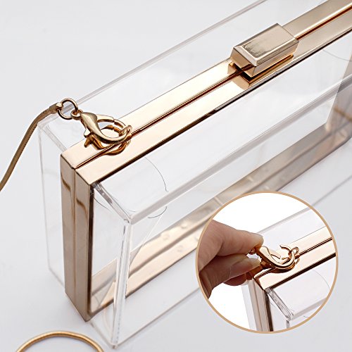 HQdeal Acrílico de Lujo de Moda Embragues de Noche Bolsas de Mano Hombro Bolso para Mujeres Boda Fiesta Regalo Ideal- Claro