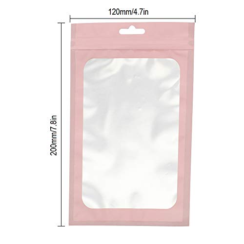 HRR 100 Piezas Bolsas de Alimento de Cierre Resellable Mylar Bolsa con Cierre a Prueba de Olor de Papel Aluminio con Ventana Transparente （Verde y Rosa 4,7 x 7,9 Pulgadas）