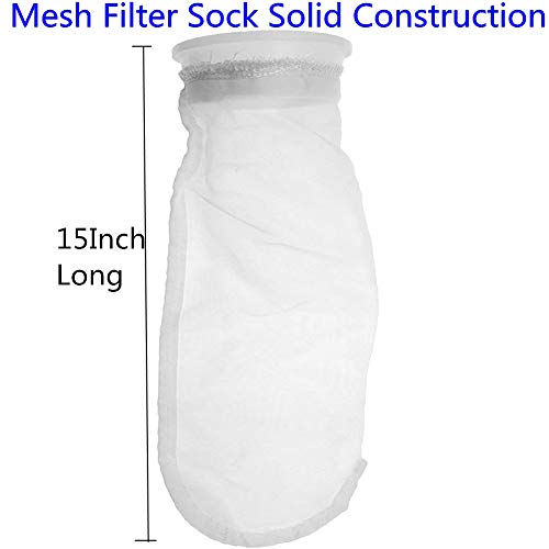 HRTFILTERS Paquete de 5 Calcetines de Malla de Nailon con Filtro de 4 Pulgadas de Anillo, por 15 Pulgadas de Largo, 50/100/200/300 micras, Bolsas de Filtro de Agua líquida