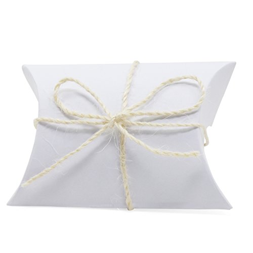 HSeaMall Caja de almohada Caja de regalo de caja de dulces de papel Kraft para boda, fiesta de cumpleaños, blanco, 50PCS