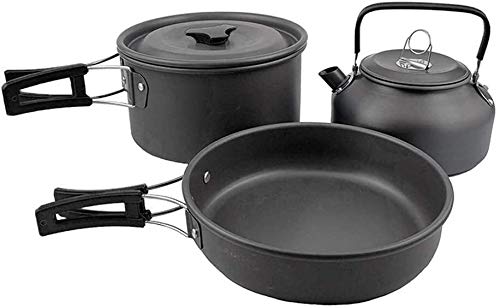 HSWJ Utensilios de Picnic marmita de cocción Suministros Bote al Aire Libre del vajilla del Camping (Color : Black)