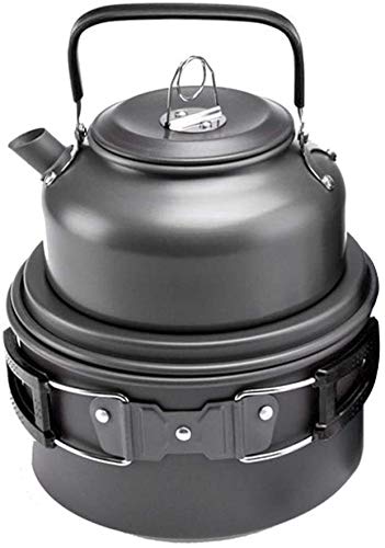 HSWJ Utensilios de Picnic marmita de cocción Suministros Bote al Aire Libre del vajilla del Camping (Color : Black)