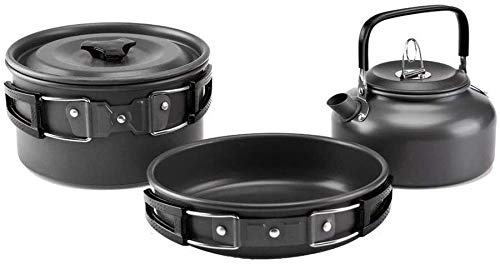 HSWJ Utensilios de Picnic marmita de cocción Suministros Bote al Aire Libre del vajilla del Camping (Color : Black)