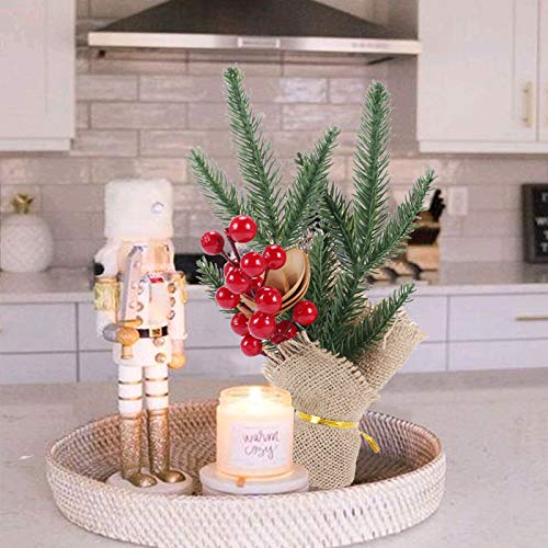 HUAESIN 2pcs Flores Artificiales Navidad con Bayas Rojas de Acebo Artificiales Pino Navidad Pequeña Planta Artificial Decorativa para Fiesta Hogar de Año Nuevo Adornos Centro de Mesa Oficina Invierno