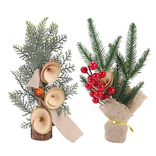 HUAESIN 2pcs Flores Artificiales Navidad con Bayas Rojas de Acebo Artificiales Pino Navidad Pequeña Planta Artificial Decorativa para Fiesta Hogar de Año Nuevo Adornos Centro de Mesa Oficina Invierno
