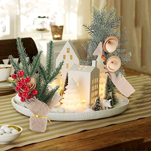 HUAESIN 2pcs Flores Artificiales Navidad con Bayas Rojas de Acebo Artificiales Pino Navidad Pequeña Planta Artificial Decorativa para Fiesta Hogar de Año Nuevo Adornos Centro de Mesa Oficina Invierno