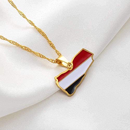 huangxuanchen co.,ltd Collar Mapa de Yemen Bandera Collares Pendientes Collar de Color Dorado Joyas de Yemen