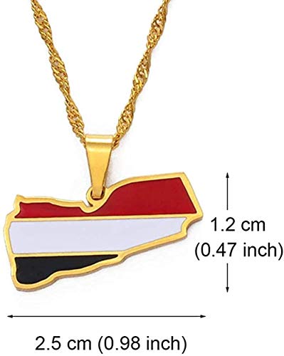 huangxuanchen co.,ltd Collar Mapa de Yemen Bandera Collares Pendientes Collar de Color Dorado Joyas de Yemen