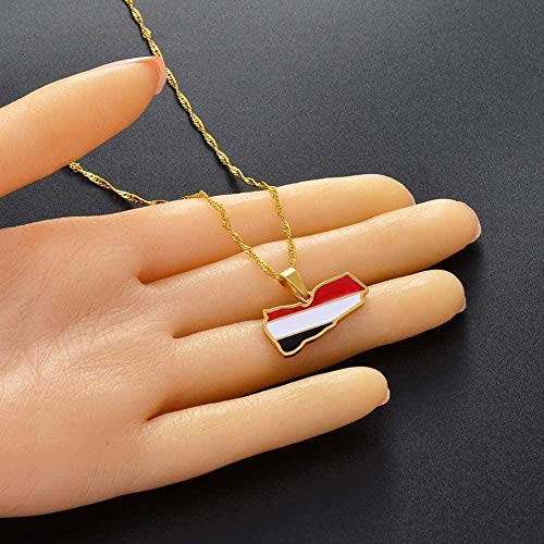 huangxuanchen co.,ltd Collar Mapa de Yemen Bandera Collares Pendientes Collar de Color Dorado Joyas de Yemen