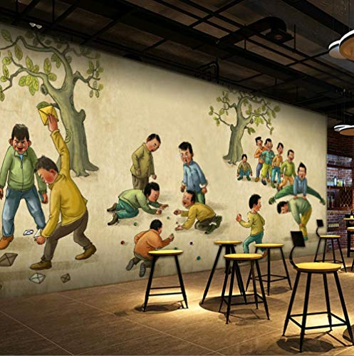 HUATULAI mural Papel Pintado 3D Juego Retro De Los Años 80 Borde Lateral De La Carretera Barbacoa Ciudad Olla Caliente Brochetas Kebab Restaurante Restaurante Fondo De Pantalla-400 * 280 Cm