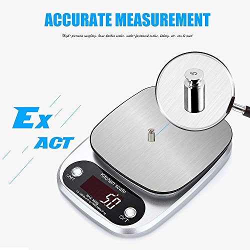 Huatuo®Mini Báscula eléctricas digital básculas de cocina,3 kg / 0.1 g, pequeños electrodomésticos de cocina de acero inoxidable, pruebas de agua inteligentes con pantalla LCD gramo preciso(plata)