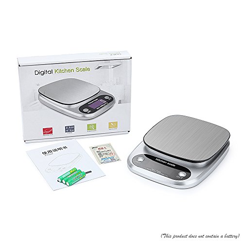 Huatuo®Mini Báscula eléctricas digital básculas de cocina,3 kg / 0.1 g, pequeños electrodomésticos de cocina de acero inoxidable, pruebas de agua inteligentes con pantalla LCD gramo preciso(plata)