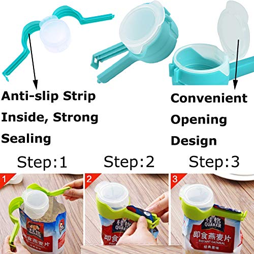 Huaxiangoh Clips de Sellado de Alimentos para Almacenamiento,Uso para Pinzas de Almacenamiento de Comida Casera, Clips de bolsas de alimentos de plástico con tapa Boquilla de Congelador 4PCS