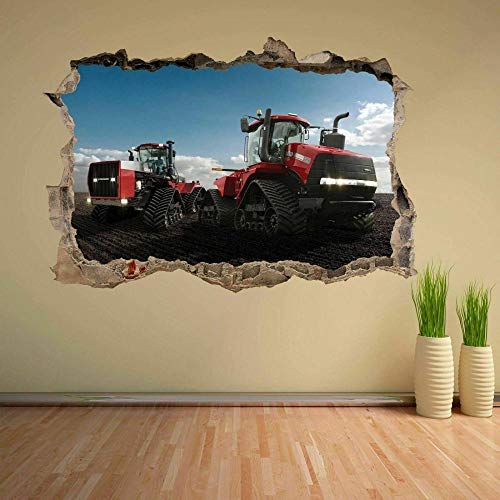 HUAXUE tractor de orugas de cuatro ruedas pegatinas de pared calcomanías murales maquinaria de planta niños habitación de niños