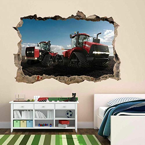 HUAXUE tractor de orugas de cuatro ruedas pegatinas de pared calcomanías murales maquinaria de planta niños habitación de niños