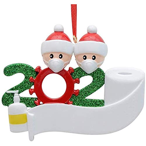 HUHUDAY Adornos para árboles de Navidad, Adornos navideños, 2020 Adornos navideños Personalizados, Adornos Familiares para supervivientes de cuarentena, Regalo Creativo para la Familia, 2 PCS