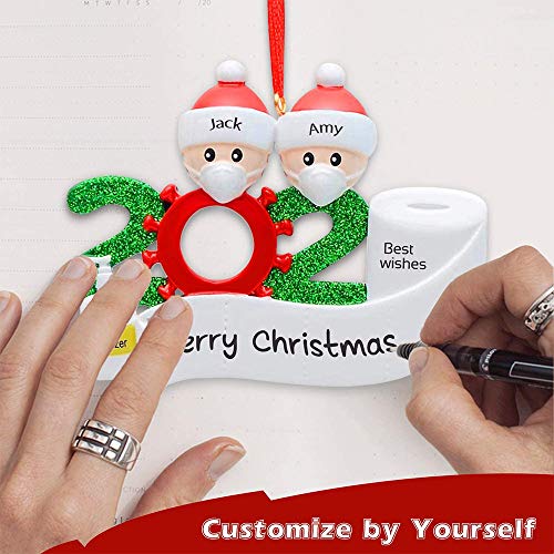 HUHUDAY Adornos para árboles de Navidad, Adornos navideños, 2020 Adornos navideños Personalizados, Adornos Familiares para supervivientes de cuarentena, Regalo Creativo para la Familia, 2 PCS