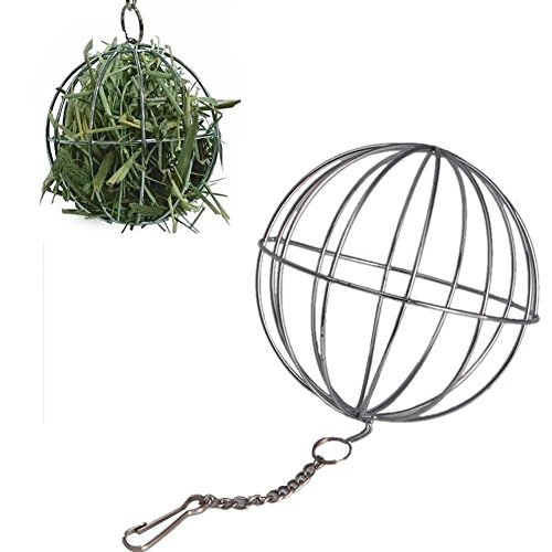 Huhuswwbin - Juguetes para Masticar con Forma de Conejo Hueco, Acero Inoxidable, dispensador de Comida para Mascotas, Juguete con Gancho de Cadena, Color Plateado