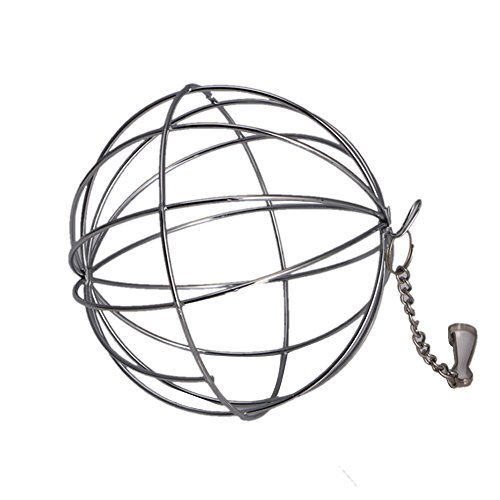 Huhuswwbin - Juguetes para Masticar con Forma de Conejo Hueco, Acero Inoxidable, dispensador de Comida para Mascotas, Juguete con Gancho de Cadena, Color Plateado