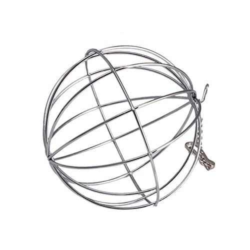 Huhuswwbin - Juguetes para Masticar con Forma de Conejo Hueco, Acero Inoxidable, dispensador de Comida para Mascotas, Juguete con Gancho de Cadena, Color Plateado