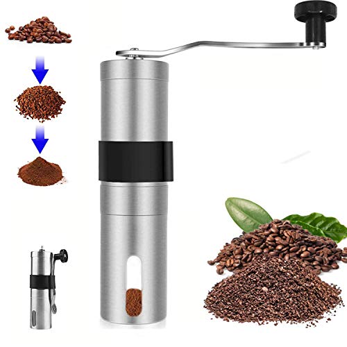 Huining - Molinillo de café manual de acero inoxidable profesional con rebaba de cerámica ajustable, resistente para K-taza, Aeropress, café de goteo, expreso, prensa francesa, cerveza turca