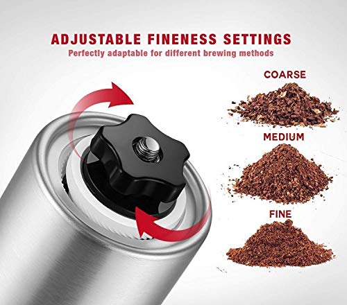 Huining - Molinillo de café manual de acero inoxidable profesional con rebaba de cerámica ajustable, resistente para K-taza, Aeropress, café de goteo, expreso, prensa francesa, cerveza turca