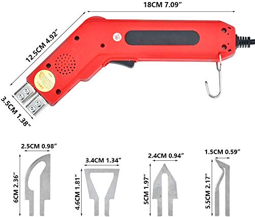 HUKOER 4 en 1 Cuchillo Eléctrico Caliente 220V / 100W Herramienta de Corte Espuma de Poliestireno Profesional para Cortar Tela/Caucho/Cuerda/Plástico/Acrílico