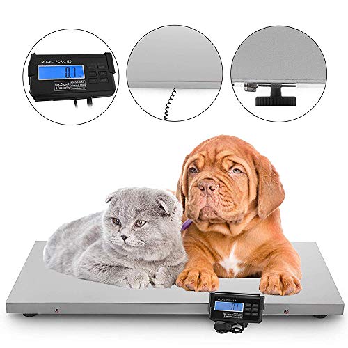 HUKOER Escala digital de alta precisión para mascotas, 200 kg Escala veterinaria 110 x 55 cm Escala de peso de acero inoxidable para ganado grande, postal, transporte, almacén, fábrica