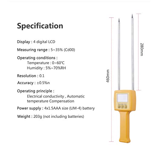 Húmedo Digital Detector Medidor medidor de humedad digital portátil de grano Medidor de Humedad TK100S uso for el maíz, trigo, arroz, Bean, harina de trigo, Precisa y refinada