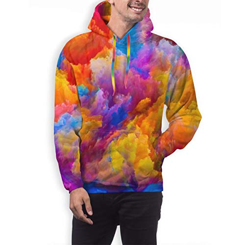 Hunter qiang Sudadera con Capucha para Hombre Colors of Imagination Series. Telón de Fondo Compuesto de Coloridas Texturas tridimensionales, L Sudadera
