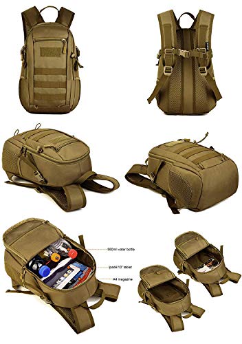 Huntvp 12L Mochila de Asalto Militar Táctical Molle Bolsa Bandolera para Senderismo Caza Camping - Color Negro Camuflaje