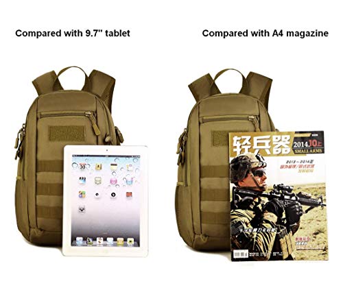 Huntvp 12L Mochila de Asalto Militar Táctical Molle Bolsa Bandolera para Senderismo Caza Camping - Color Negro Camuflaje
