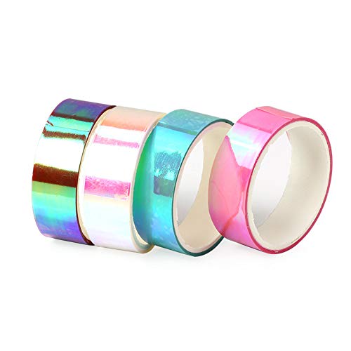 Huture 10 Rollos Banda de Brillo Holográfico Cinta Adhesiva Washi Cinta de Papel Deco Cintas Decorativas Creativas Cinta Adhesiva para Niños de Papel Japonés para DIY Craft Suministros Scrapbooking